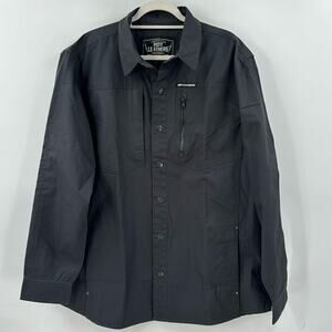 NWT Hot Leathers RSM1001 Men's Black Performance Long Sleeve Riding Shirt